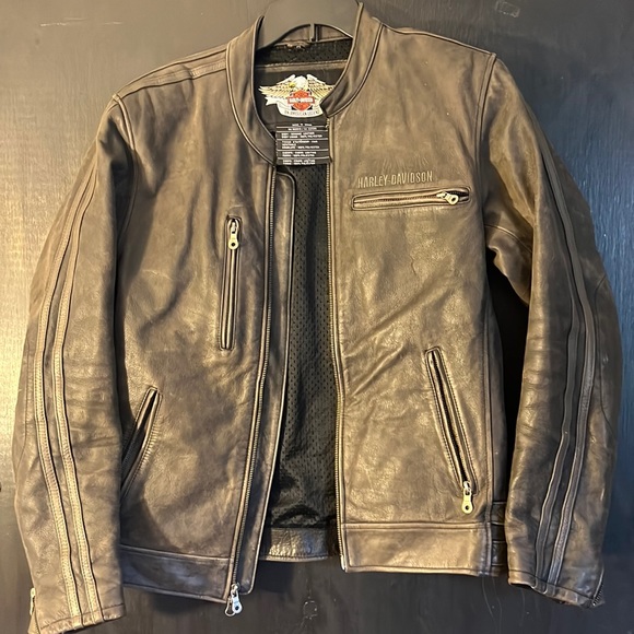 Leather Harley Davidson Motorcycle Jacket Sz L - Picture 2 of 8